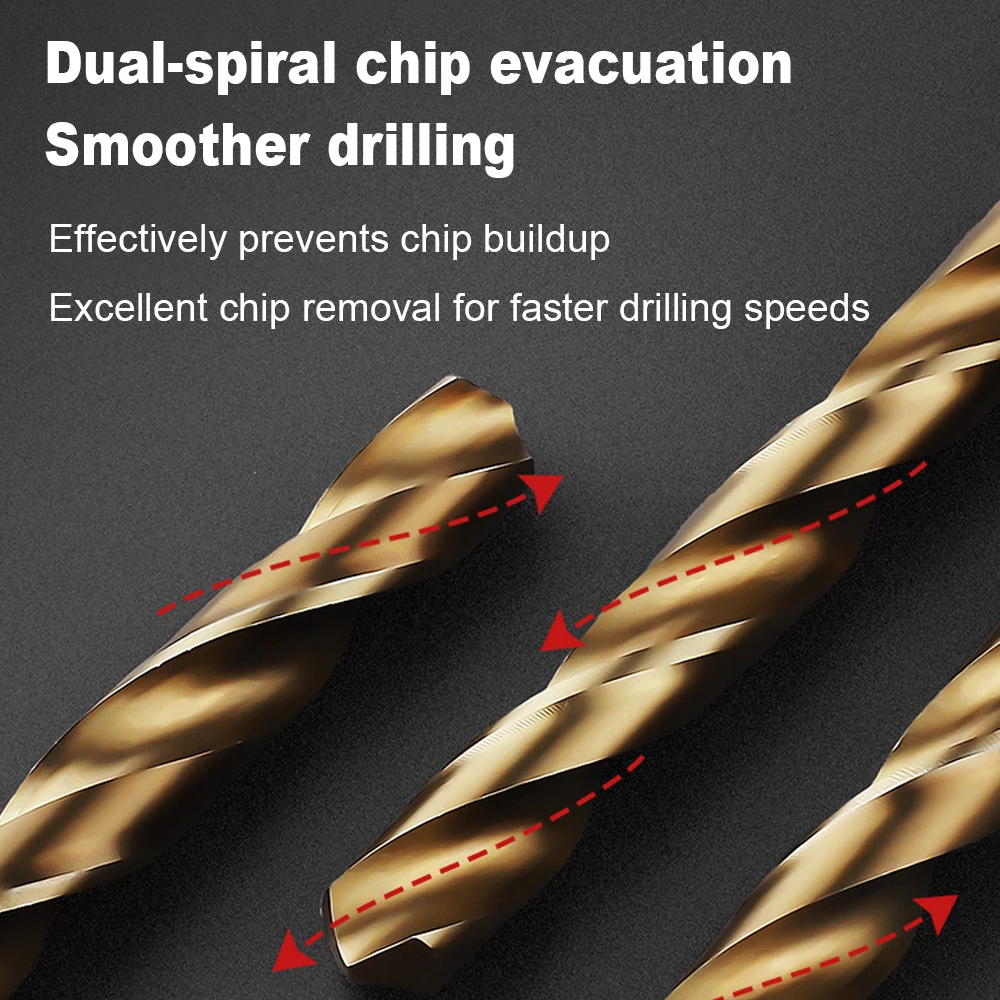 ชุดดอกสว่านเกลียว 30 ชิ้น ดอกสว่านเหล็กความเร็วสูงเคลือบไทเทเนียม ดอกสว่านหกเหลี่ยมแบบอิมพีเรียล ชุดดอกสว่านรวม