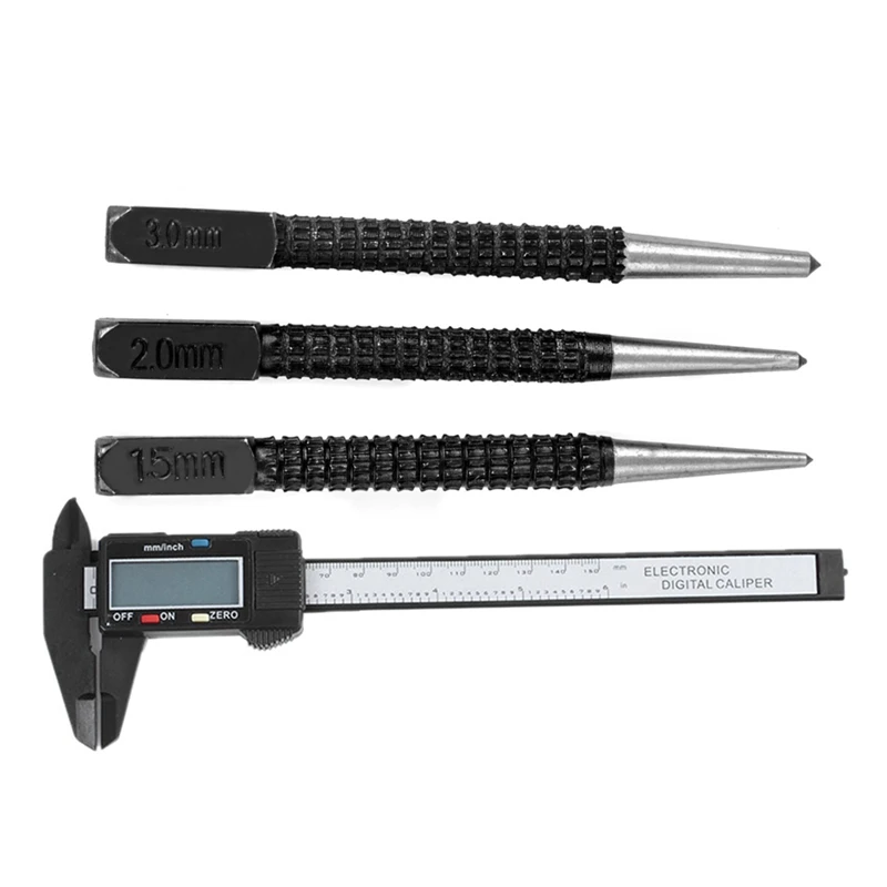 

1X Electronic Digital Caliper & 3Pcs High-Carbon Steel Center Punch Set 10Cm Non Slip Center Punch Retail