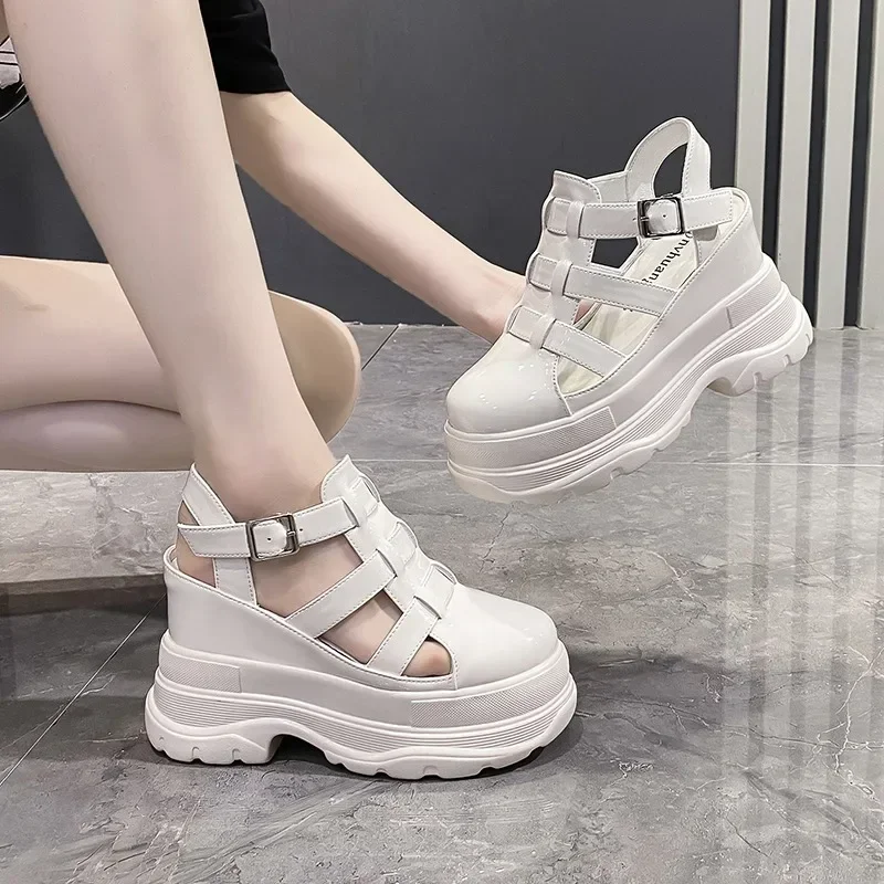 11CM High Platform Sandals New Summer Hidden Heel Casual Mules Shoes Female Outside Beach Slipper Breathable Chunky Sneakers