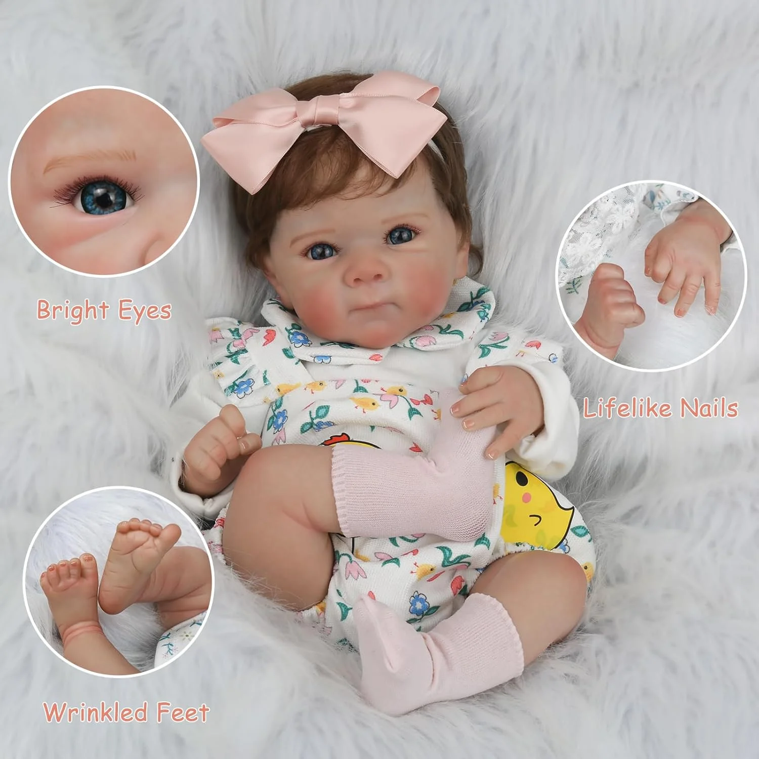 

Realistic Reborn Baby Dolls - 18 Inch Newborn Baby Girl Lifelike Handmade Real Life Soft Body with Gift for Kids Age 3+