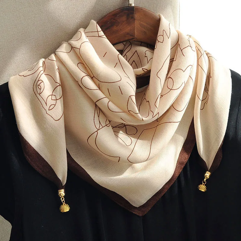

Winter Neck Scarf for Women Korean Style Magnetic Buckle Scarf Plush All-Matching Square Scarf