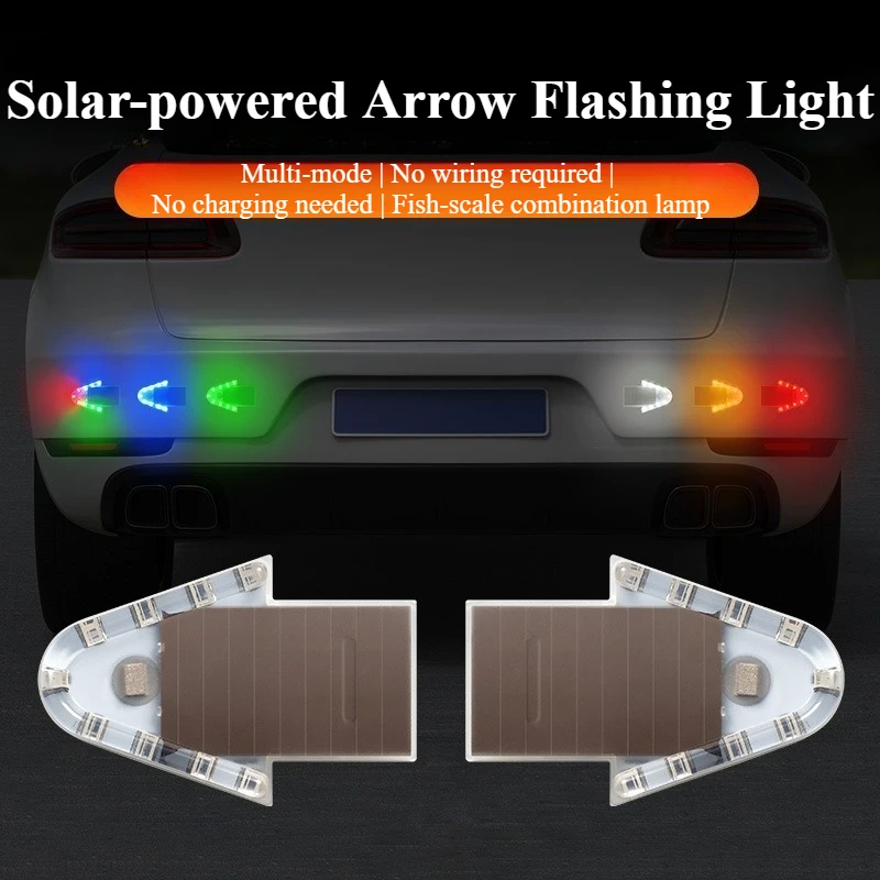 Solar Arrow Warning Light, Anti Rear-End Strobe Light Super Bright Safety Flashing Light for Electric Vehicles & Motorcycles