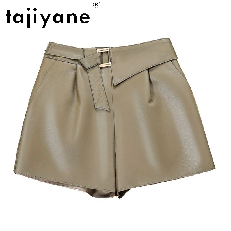 TAJIYANE Genuine Leather Shorts Woman High Waist Real Sheepskin Baggy Short Pants Korean Style Spring Women Clothing шорти 2025