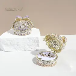 Alloy Enamel Jewelry Box European Princess Bowknot Crown High-end Jewelry Ring Wedding Ring Jewelry Storage Box