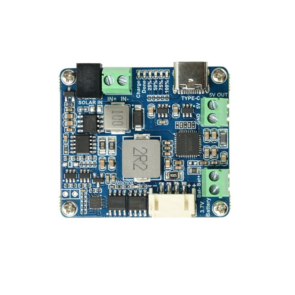 Solar Power Manager Module Support 6V-24V Solar Panel and Type-C Power Adapter 5V/3A Regulated Output for Raspberry Pi/Arduino