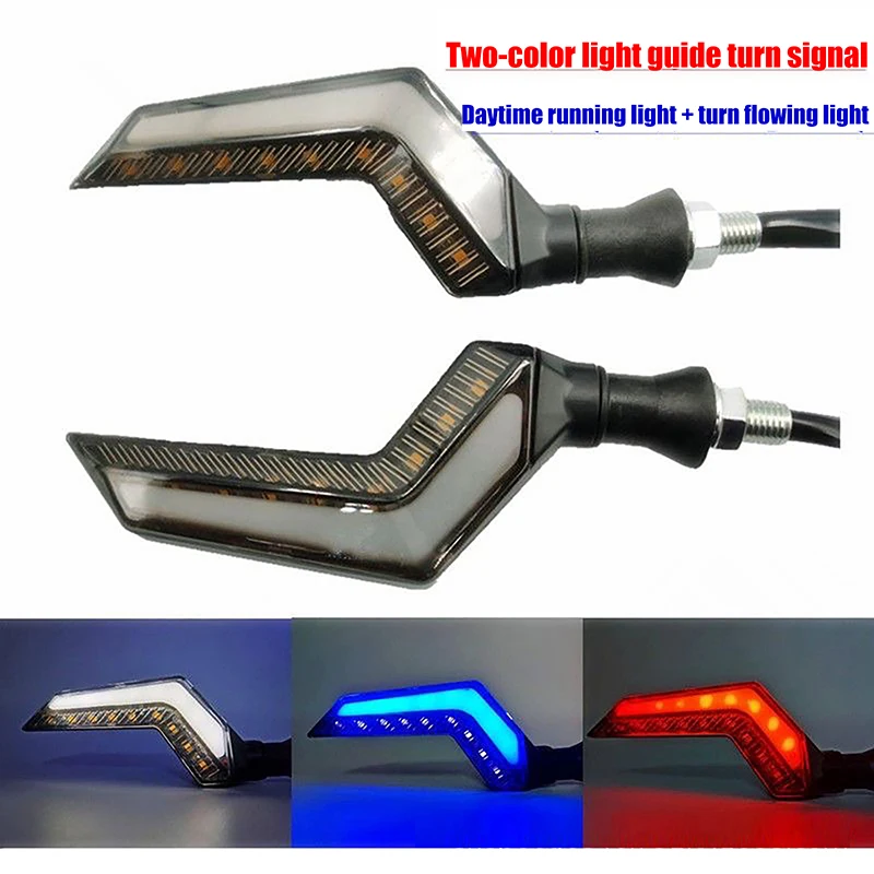 

Set of 2 12V LED Flowing Water Tail and Turn Signal Indicators for Motorcycles, Daytime Running Lamp