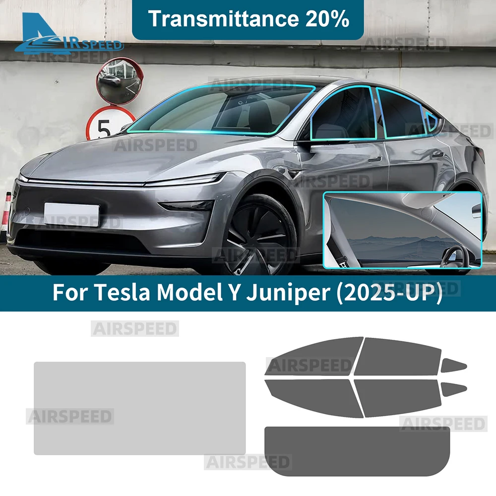 

Solar UV Protector Summer Tint Film For Tesla Model Y Juniper 2025 2026-UP Car Front Rear Side Window Ceramics Trim Accessories