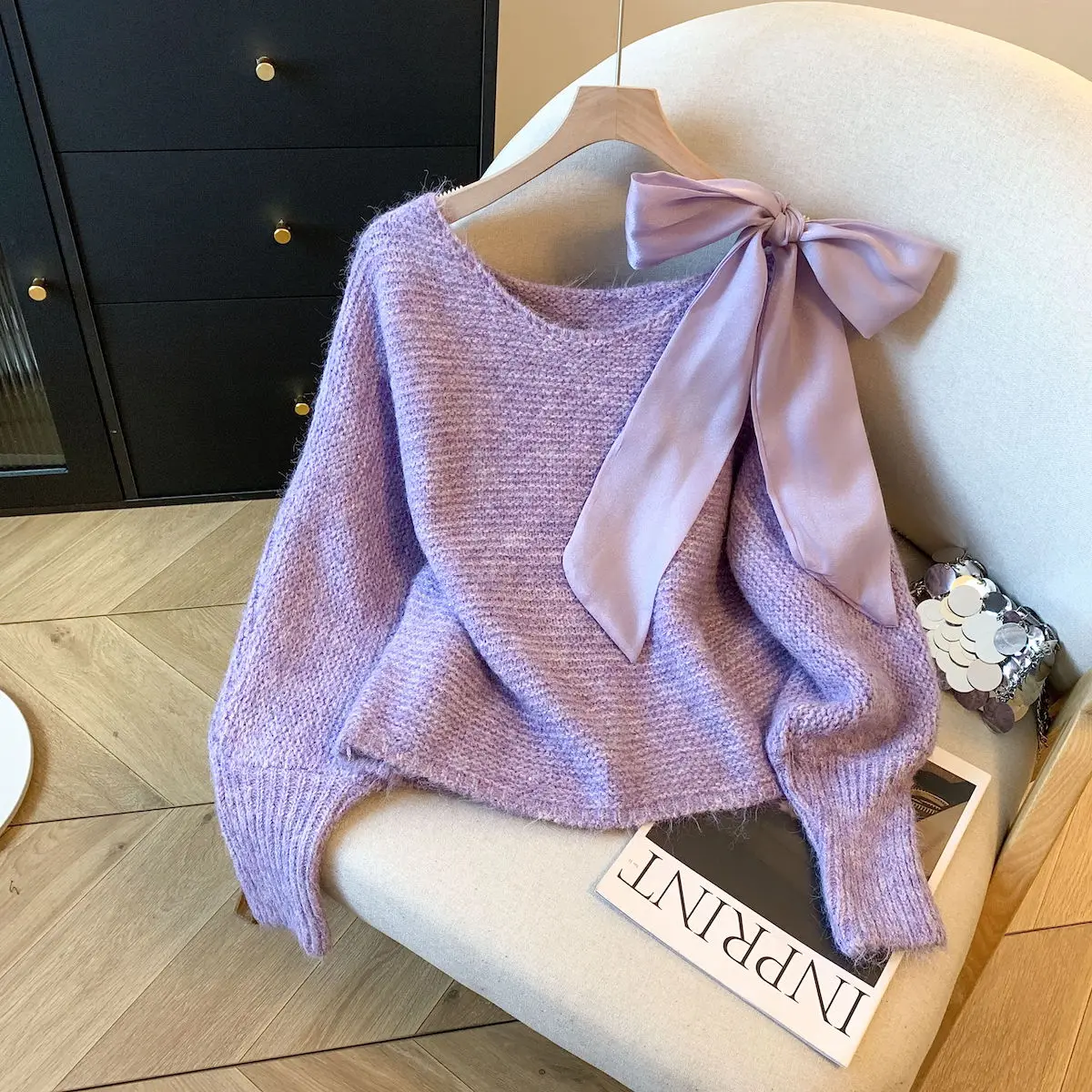 

Sweet Sle V-Ne Knitted Sweater with Belt Long Sve Women's Faion Autumn Winter New Arrival Comfortable Woolen Commute