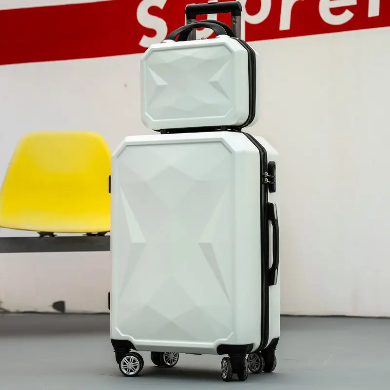 Luggage Large Capacity Password Suitcase Travel Bags Diamond Pattern Unisex Trolley 20 28