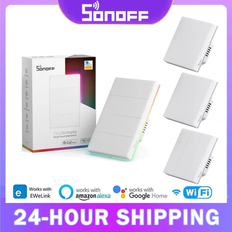 SONOFF-Interruptor de pared inteligente T5, dispositivo con Wifi, Control remoto EWeLink, Smart things a través de Alexa, Google, Yandex, Alice