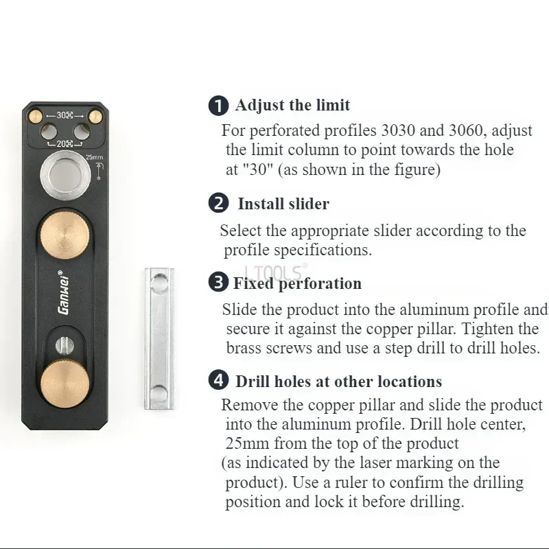 Imagem -05 - Perfil de Alumínio Single Hole Drilling Assistant Conexão Perfurado m6 Ferramenta Faça Você Mesmo Escareada Universal Punching Jig Ferramenta de Carpintaria