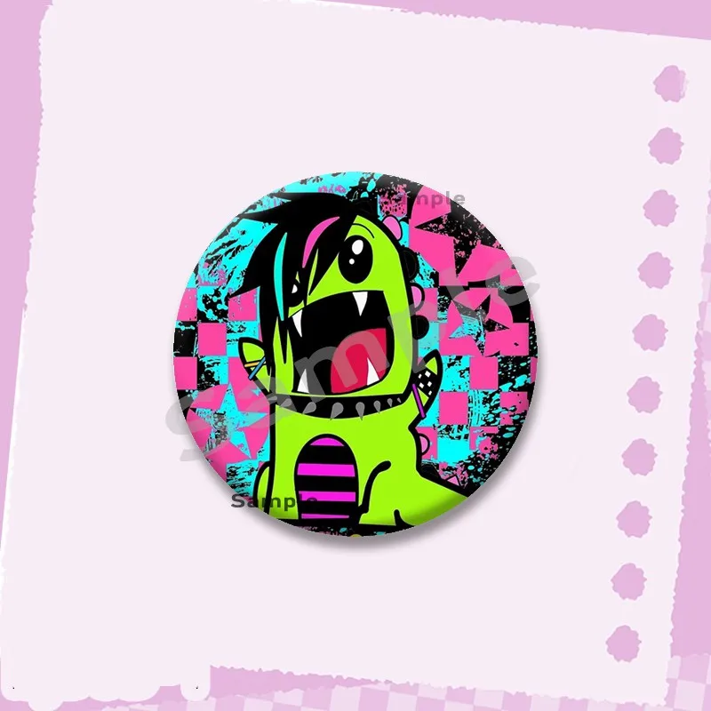 Rawr Xd Ästhetische Emaille-Pins Y2K Lustige Cartoon-Figuren Abzeichen Modeschmuck Accessoires Runde Snap-in Brosche für Rucksack – Detail 6