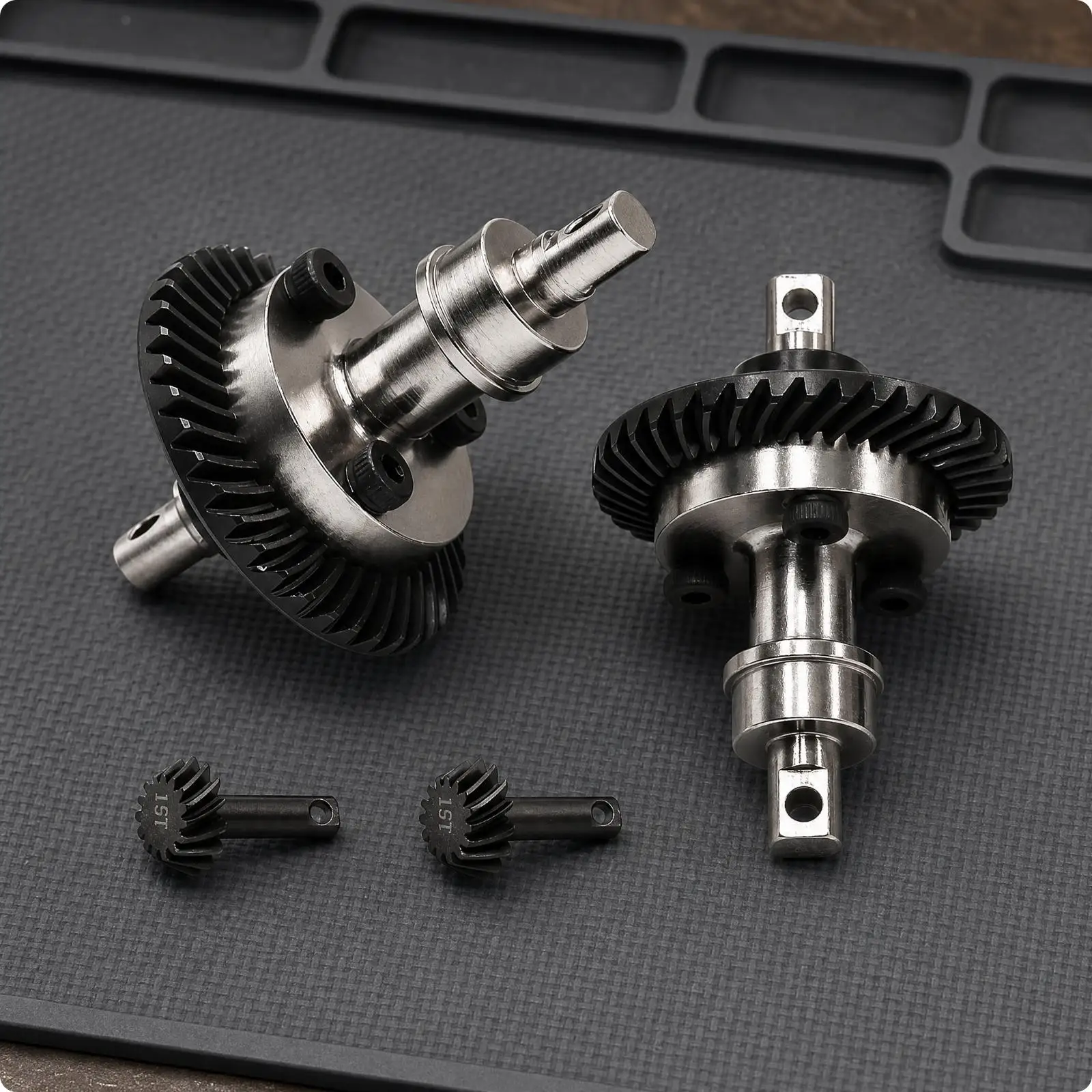 1/16 RC Car Drive Gear Steel Bevel Gear Differential Set for Slash 4WD Front Rear Drivetrain Upgrade T Shaped Gear Box Accessory