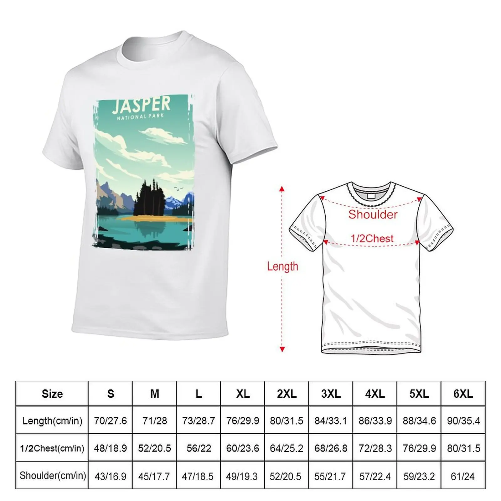 Jasper National Park Vintage Minimal Retro Travel Poster T-Shirt Basic Tee Shirt for Everyday Outfit