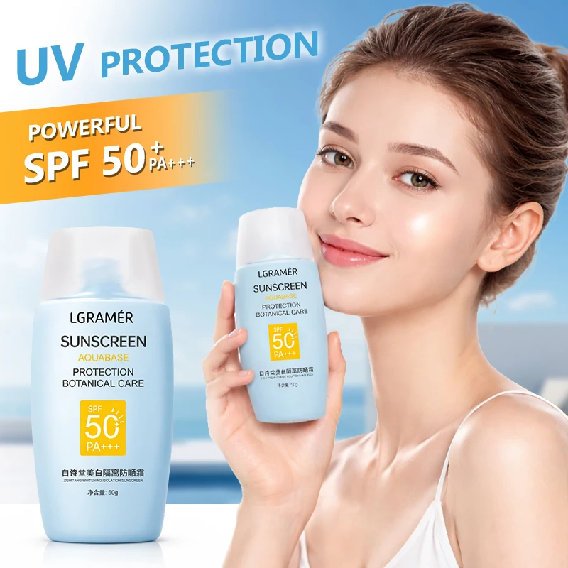 50+ Facial Sunscreen Cream,Refreshing,Sunblock,Non-Greasy,Brightening Skin Color,Women's Korean Moisturizing Protector Care Body