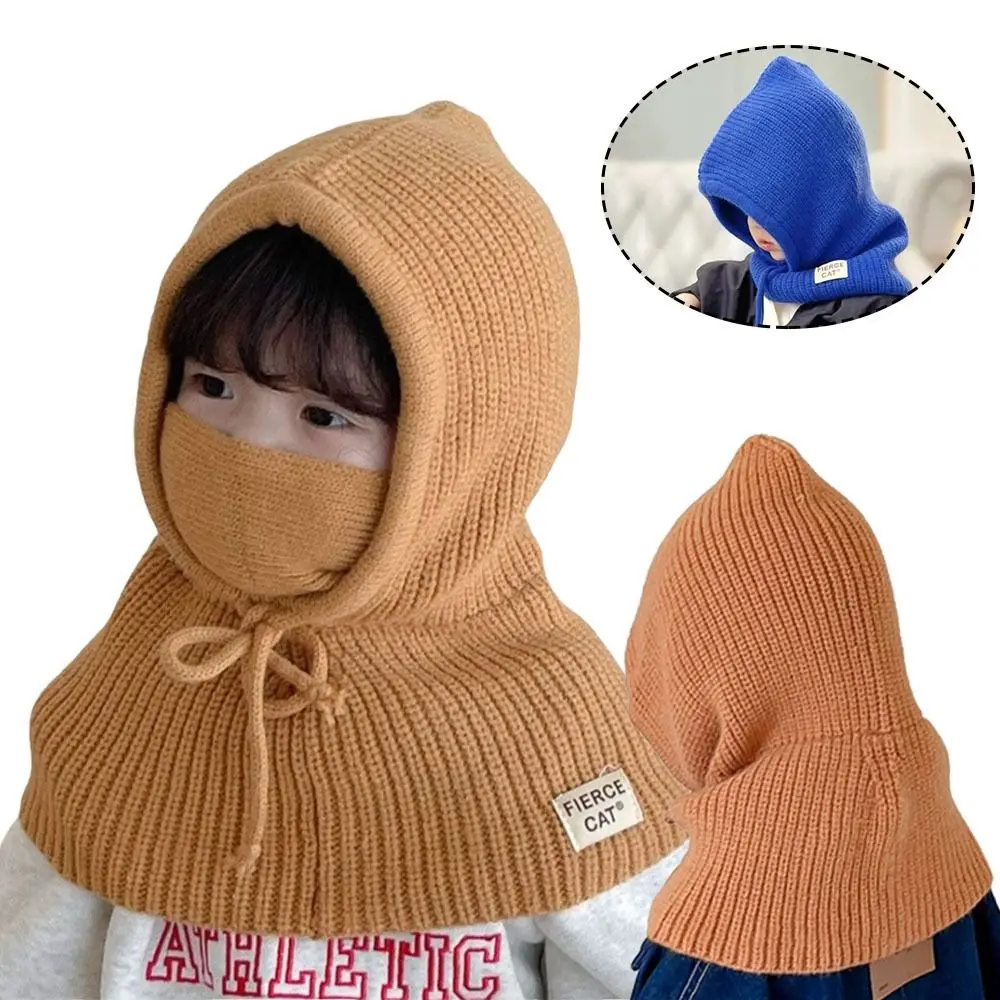 Durable One-piece Balaclava Hat Ears Neck Warm Children Earflap Hat Knitted Cap Children