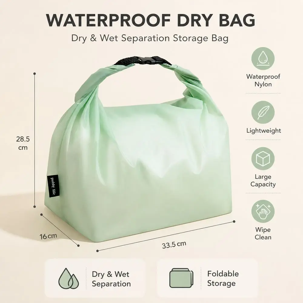 Durable Nylon Travel Storage Bag Wet Dry Separation Portable Swimming Bag Waterproof Wet Clothes Bag Outdoor Sports