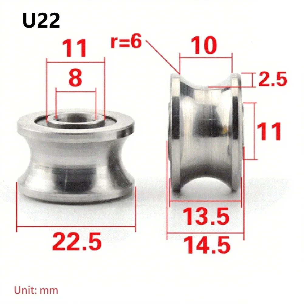 High Load Capacity Sliding Rollers Bearing With U22 T22 Shaped Groove Round Bottom Track Pulley Bearing For Industrial Machinery