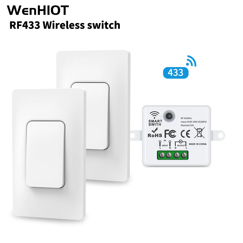 SIXWGH Wireless Controller Switches RF433, Waterproof, No Battery Required, Energy Saving Wall Light Switch Kinetic Energy Switc