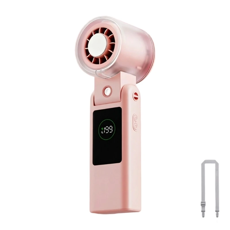 CORA Portable Handheld Cooling Fan with Cooling Outlet, Hinged Stand Design, Front Screen for Desk and Travel Comfort
