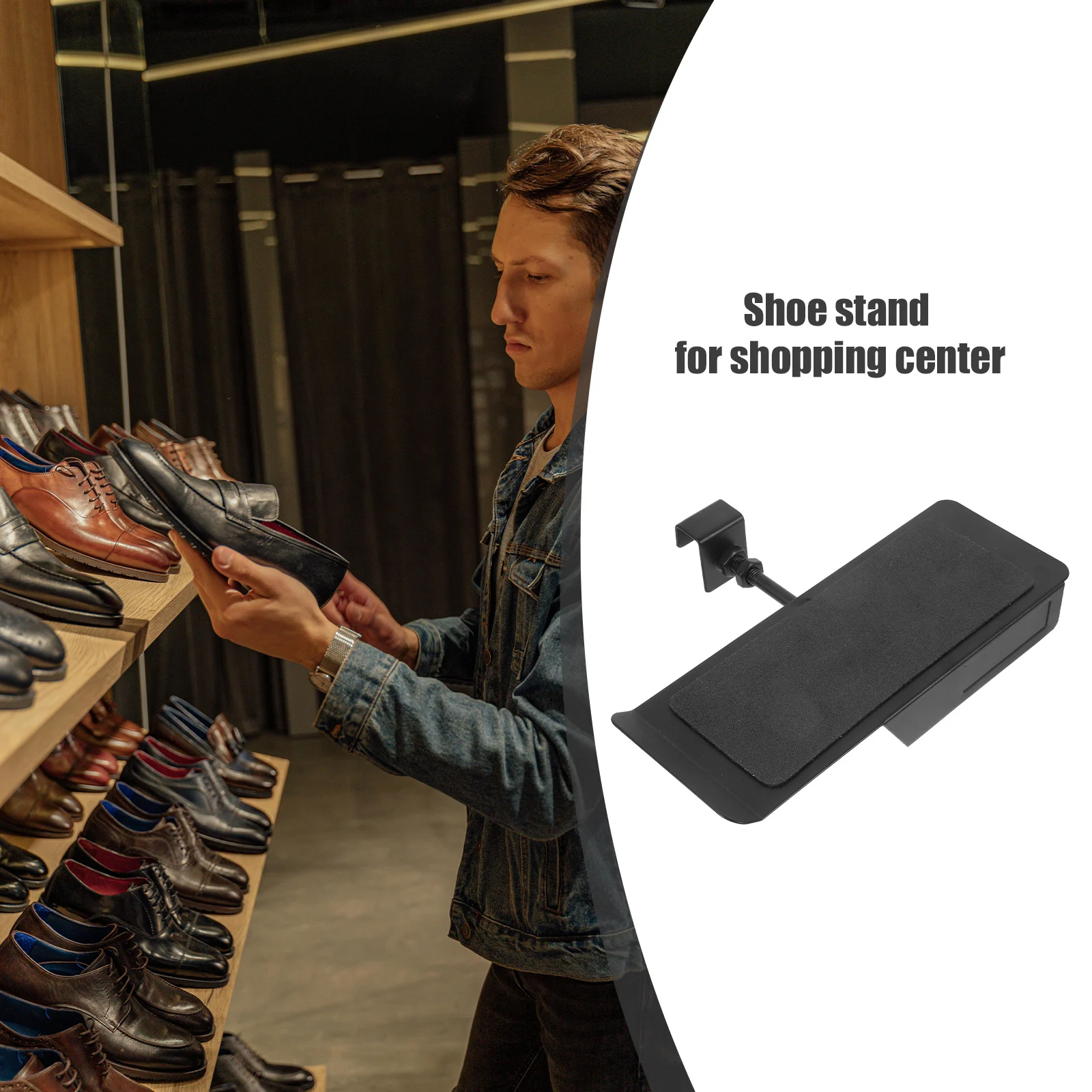 

Shoe Display Mount Adjustable Height Retail Shop Shelves Sneaker Stand Anti Slip Square Tube Shoe Holder