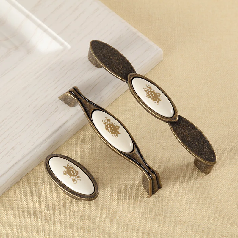 النمط الأوروبي العتيقة مقبض سيراميك خزانة خذاء خزانة الكتب خزانة ثقب واحد مقبض الأثاث إكسسوارات الأجهزة #6