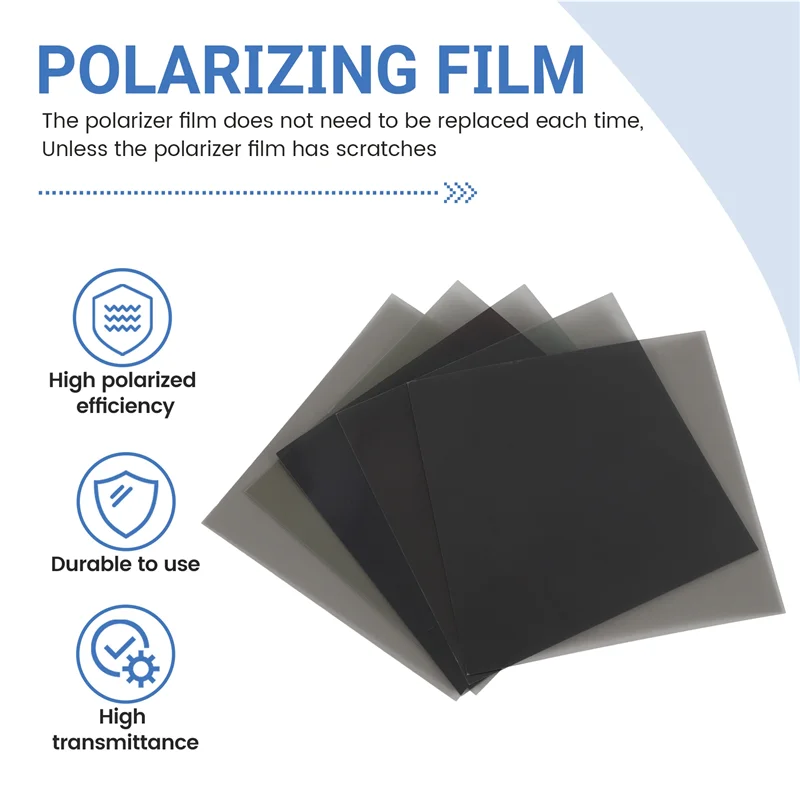 B50B-Linear Polarizer Film LCD/LED Polarized Filter For Polarization Photograph 10X10cm ,5PCS No Adhesive