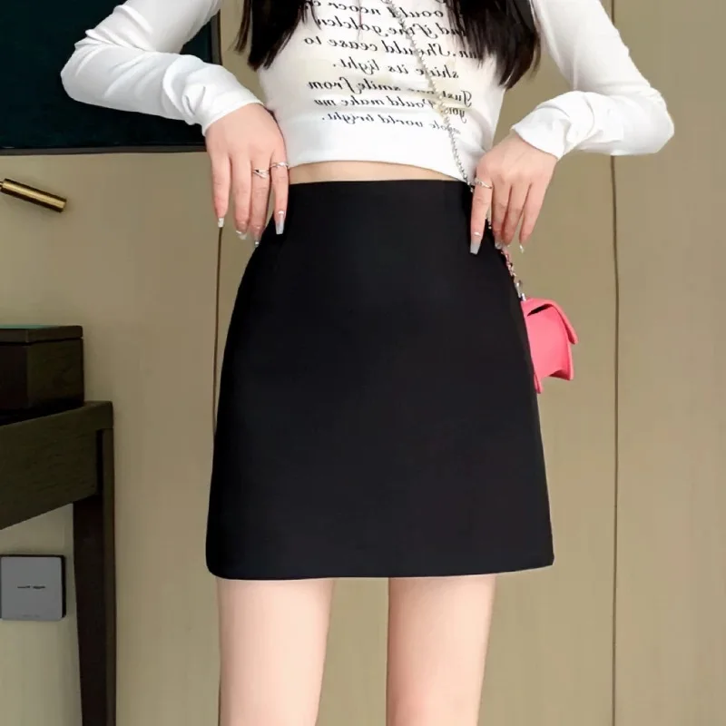 2026 New Women High Waist Solid Pink Mini A Line Slim Pencil Skirt Y2K Streetwear Side Zipper Casual Elegant Basic Bottom Skirts