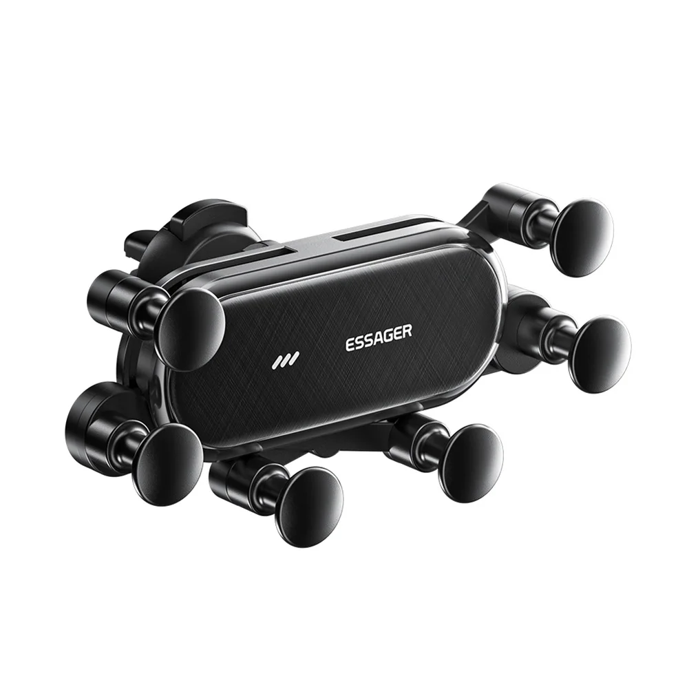 ESSAGER Mobiele telefoonhouder Gravity Air Vent Clip GPS-ondersteuning 360-verstelbaar antislip voor iPhone-smartphone