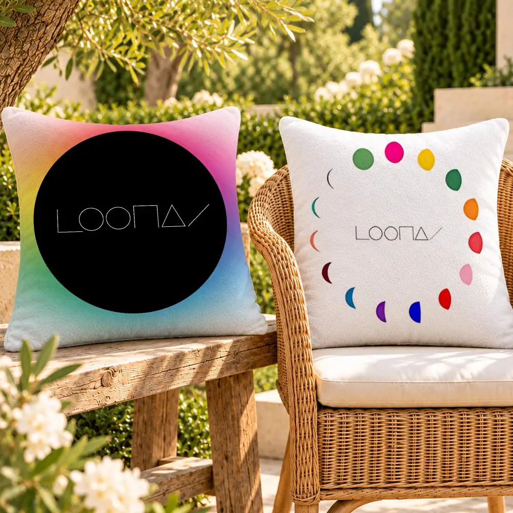 Group K-Pop LOONA Cushion Cover Soft Plush Throw Pillow Cover Washable Sofa Bed Patio Chair Home Decor