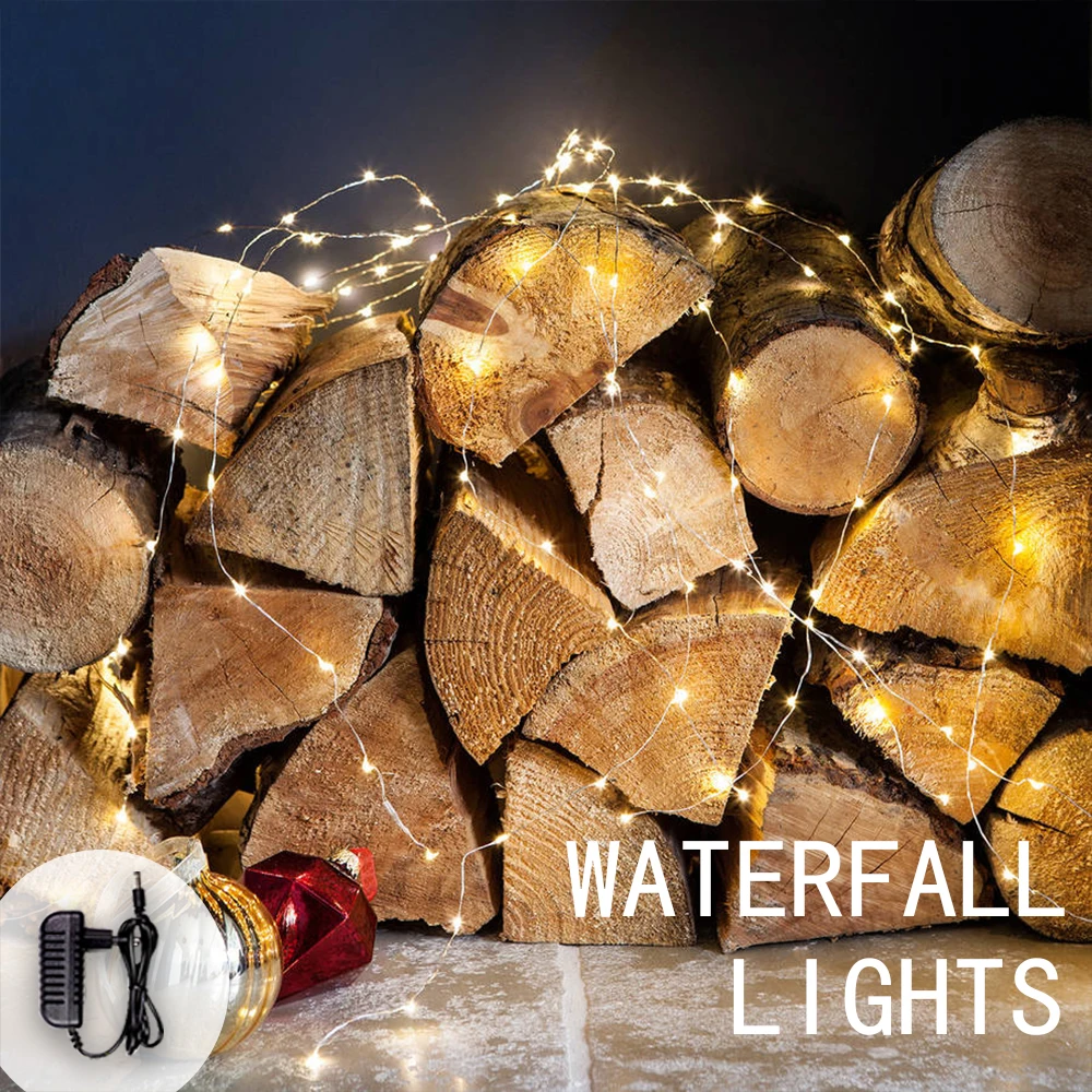 

100/300/600Led Branch Fairy String Lights Outdoor Waterproof Yard Waterfall Garden Christmas Tree Lights Wedding Decor Holiday