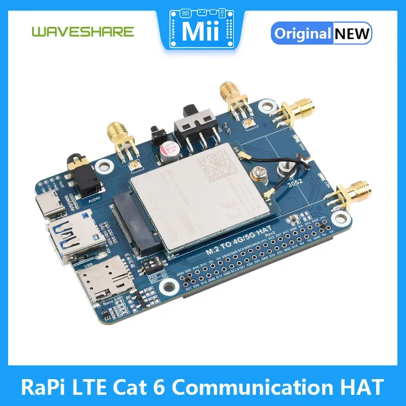 

MiiBestODRaspberry Pi LTE Cat 6 Communication HAT, LTE-A Global Multi-band, GNSS Positioning, Comes With EM060K-GL Module
