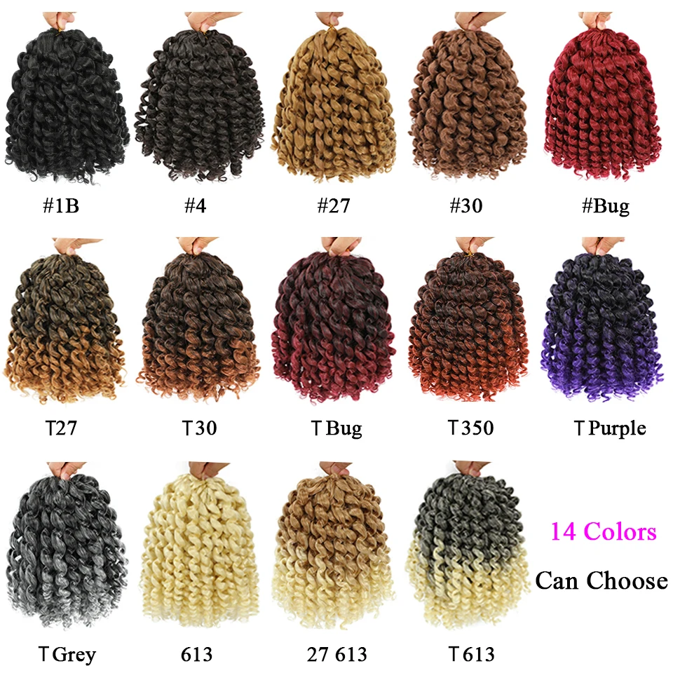 Ombre Jumpy Red Ginger Wand Curls Crochet Hair 1B 27 30 350 613 Purple Grey Colors jamaican twist braiding Hair 20 Strands/Pack