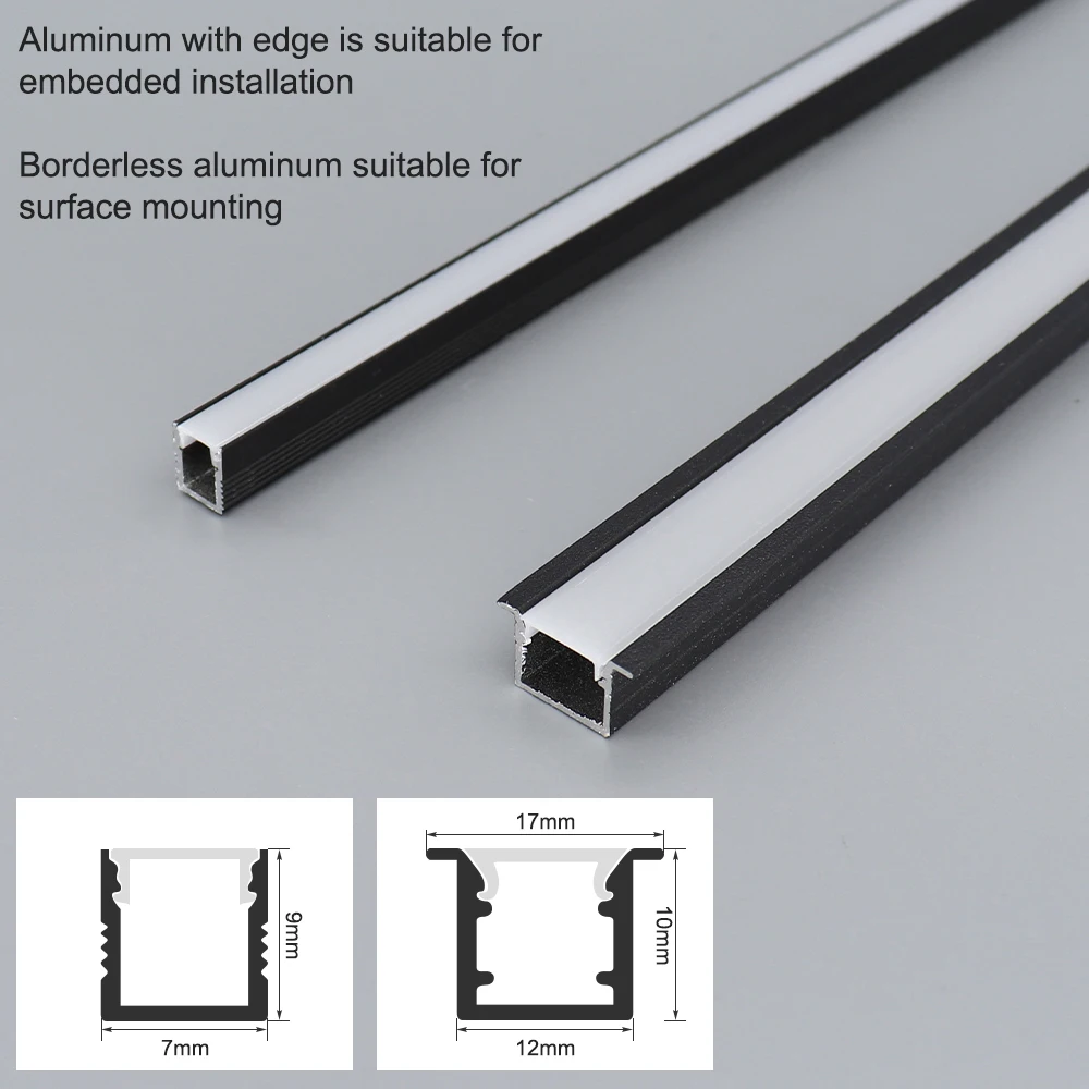 10 szt. Profil aluminiowy LED osłona drążek LED 50cm na pasek LED 5mm 8mm 10mm 12mm oświetlenie schodów akcesoria pokrywy