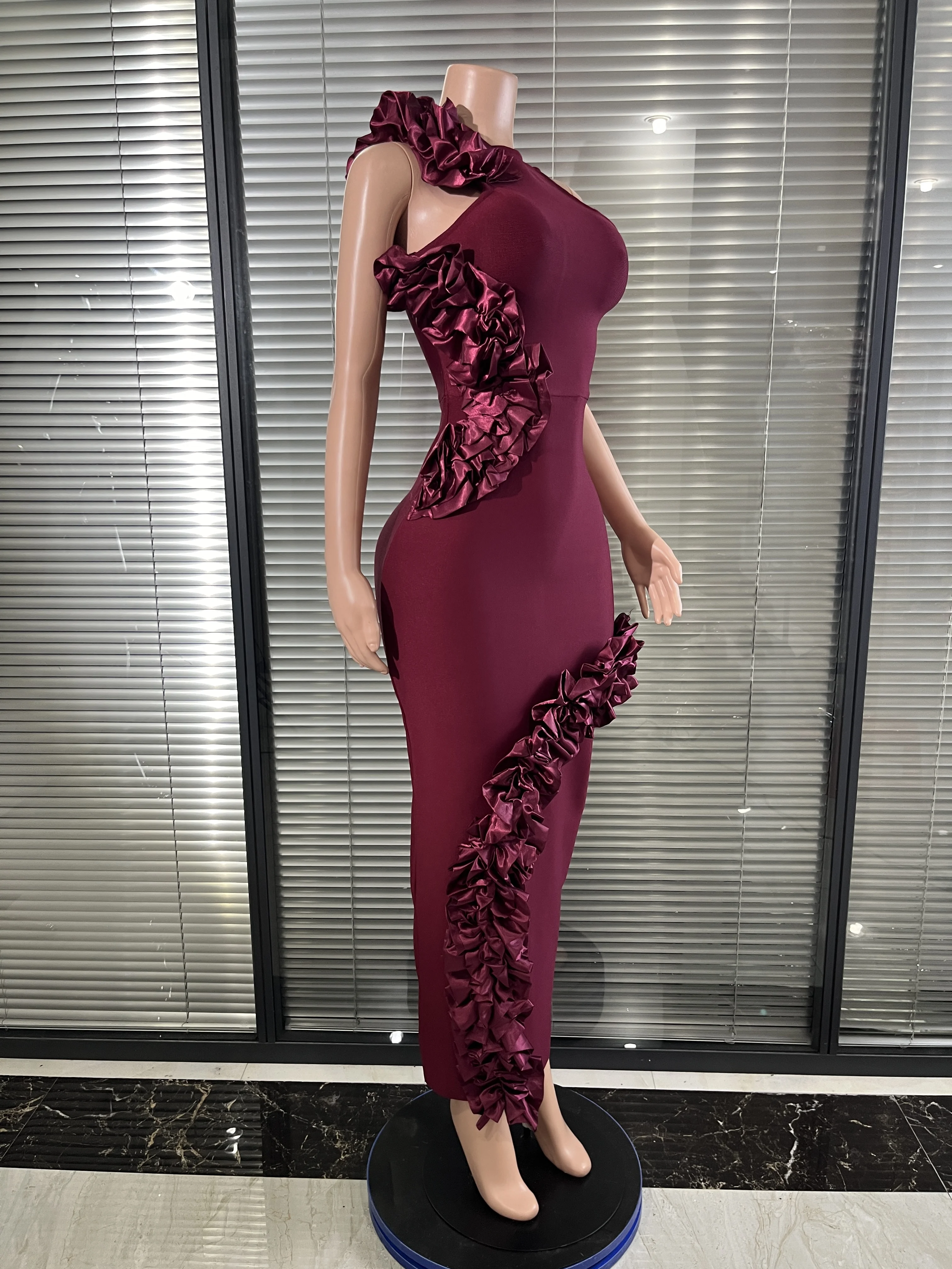 Elegant Sexy Cut Out Bodycon Flower Mini Dress Women Red Backless Dress Nightclub Celebrity Elegant Evening Party Birthday Dress