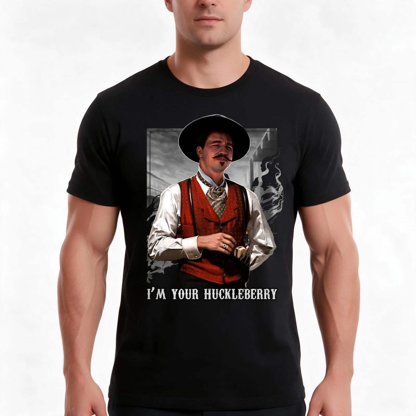 Doc Holliday Huckleberry Tombstone T-Shirt Summer Casual Cotton Tee Oversized Streetwear Tops Vintage Graphic Print