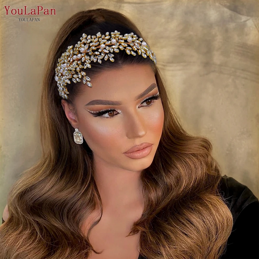 

YouLaPan Gorgeous Bridal Taira Wedding Hair Comb Woman Hair Accessories Handmade Rhinestone Headband Bride Headdress Gift HP434