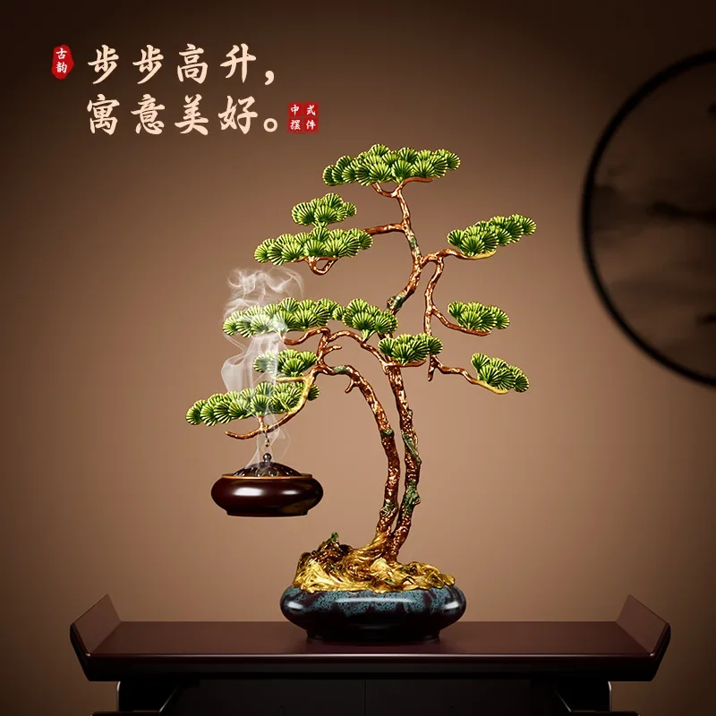 New Chinese Zen ornaments, enamel color welcome pine, living room hanging incense burner, indoor incense entrance decoration