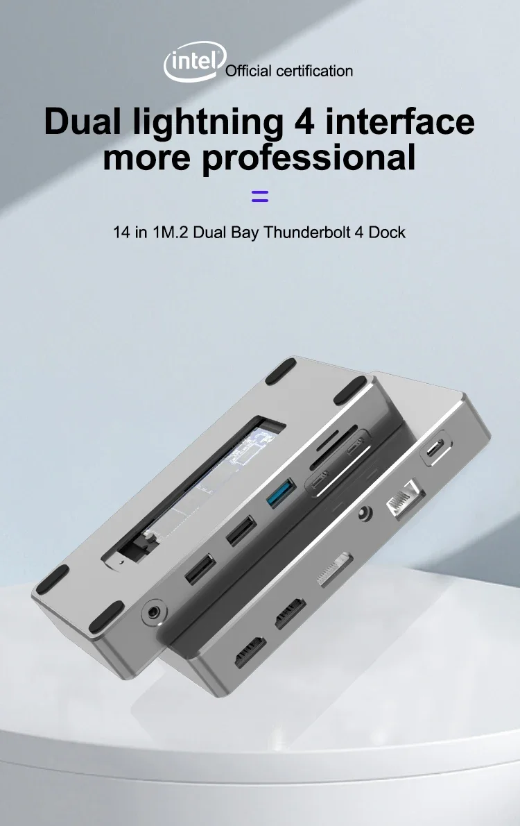 14 in 1 thunderbolt Adapter with Dual DP1.4 4K HD TV,Ethernet,USB 3.2 ,SSD slot Thunderbolt DOCK