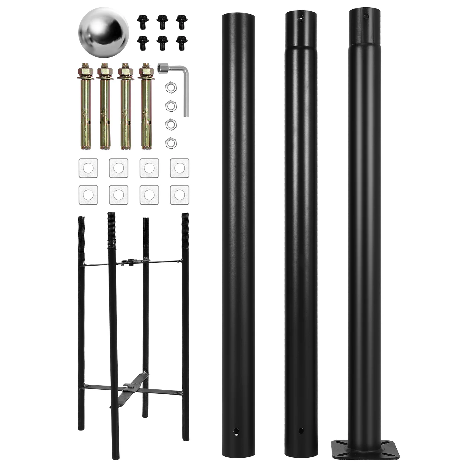 

10Ft Tall Courtyard Light Pole with Rebar Cage Base Metal Split Road Poles Splicing Lights Column for Street/Parking Lots/Park