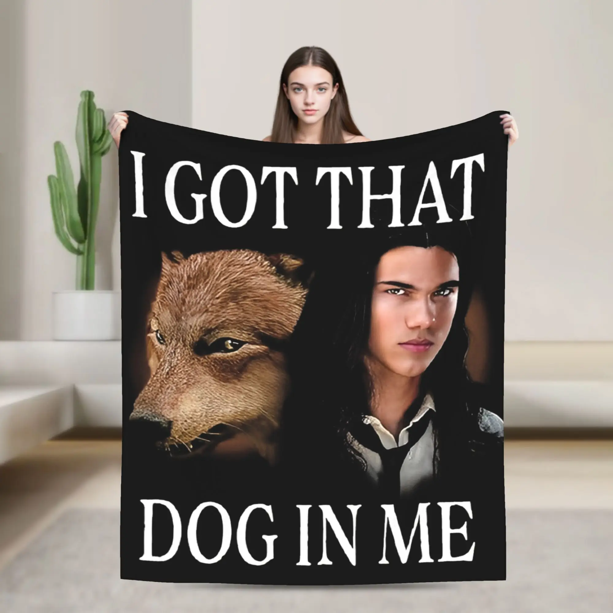 Twilight Jacob Black I Got That Dog in Me Blanket  Travel Flannel Throw Blanket For Couch Bed Warm Soft Design Quality Bedspread