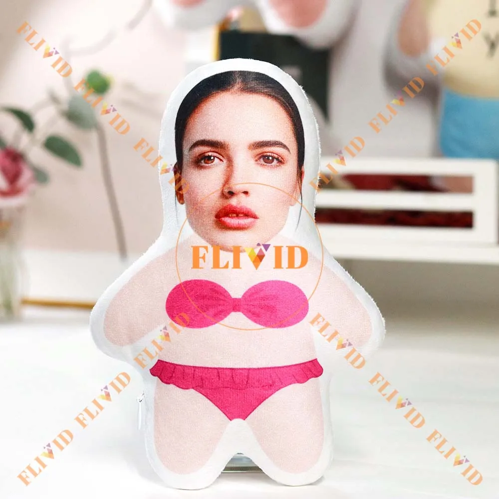 

Custom 3D Bikini Girl Photo Throw Pillow,Personalized Portrait Double Sided Printed Throw Pillow Cushion,Funny Home Decor Gift