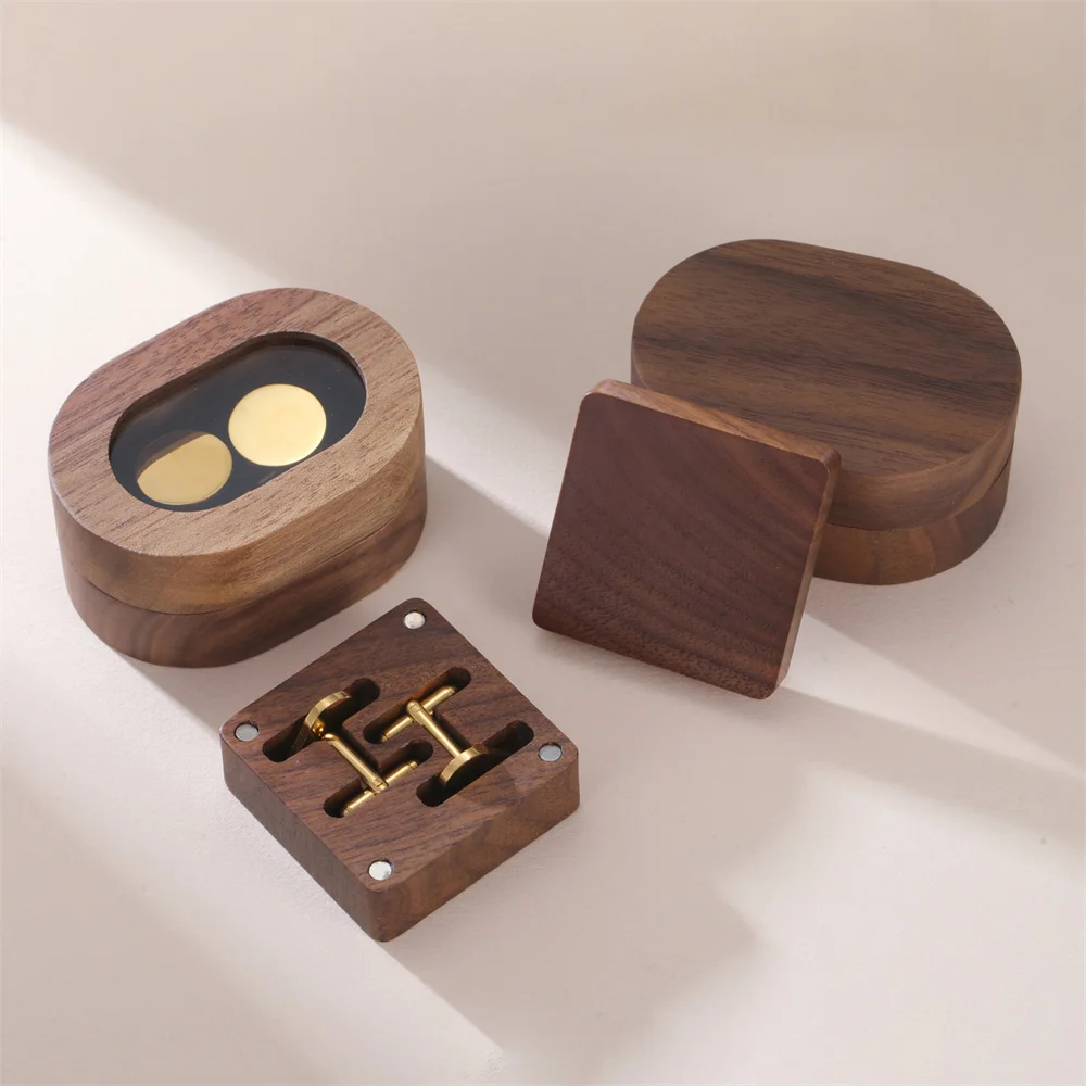 My Shape Wooden Box for Brooch Cufflinks Earrings Jewelry Gift Box Jewelry Packaging Box for Ceremony Wedding Proposal Ring New