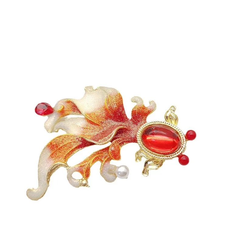 بروش ذهبي وكوي، لون المينا، صدرية راقية كلاسيكية، دبوس شيونغسام أنيق، إكسسوار معطف نسائي