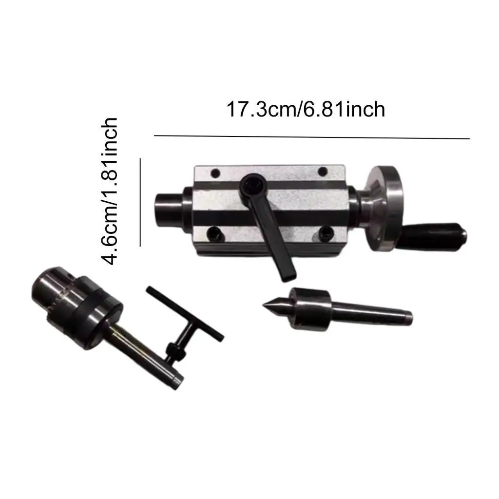 Precision Drilling Tailstock Aluminum Alloy B12 Collet Revolving Centre Mini Lathe Accessory for Shop