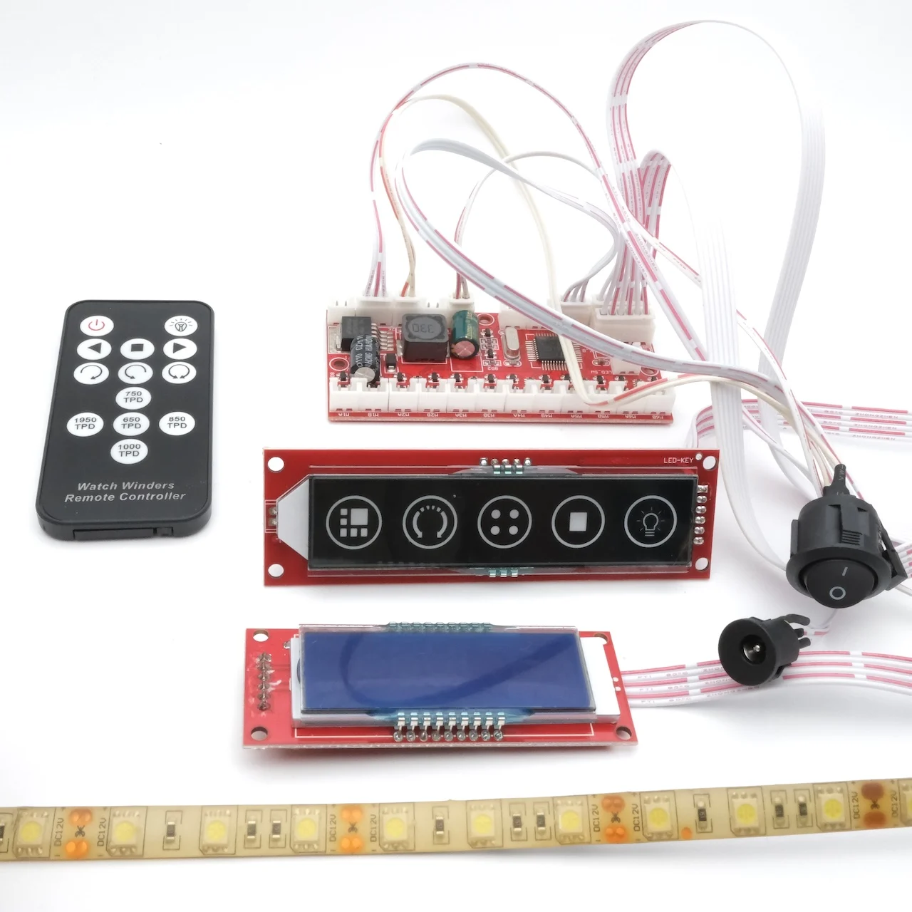 Watch Winder Display Rack LCD Circuit Board + LED Remote Control Parts Automatic Chain Watch Box Accessories