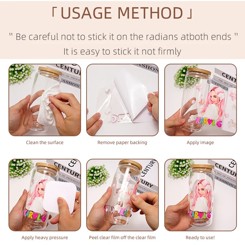 3D UV DTF Transfers Stickers 16oz Cup Wraps Cartoon Bow Printed For DIY Glass Ceramic Metal Leather Easy To Use