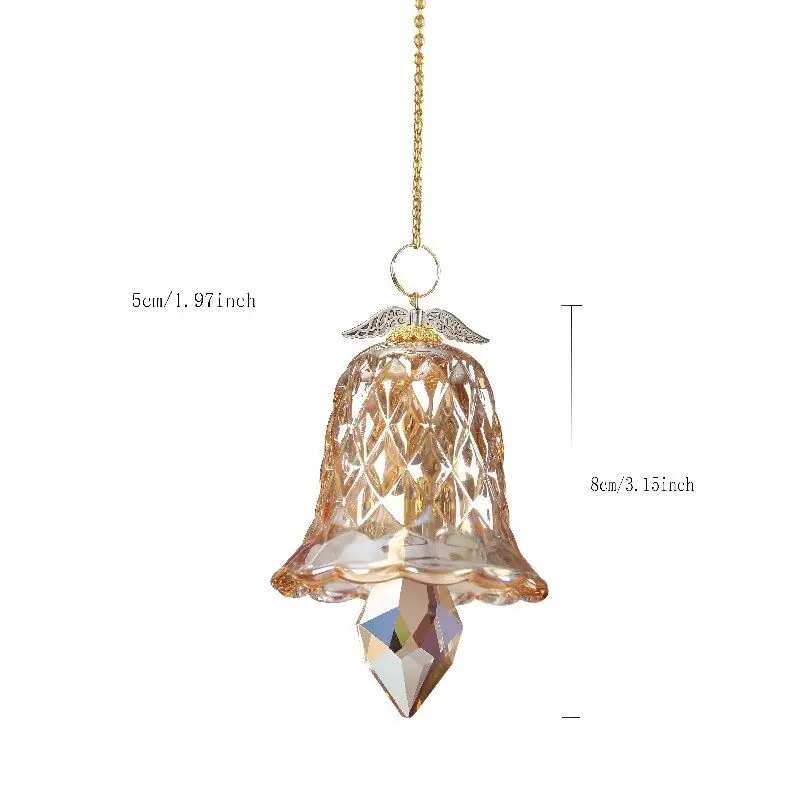 

Luxury Crystal Glass Bell Decoration Christmas Tree DIY Sunshine Outdoor Champagne Bell Wind Chime