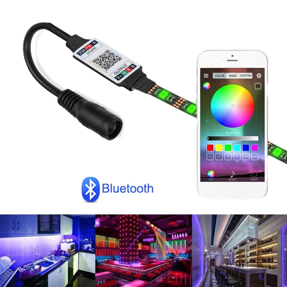 Mini Nuttige Dc 5-24V Vrouwelijke Plug Naar 4pin Connector Draadloze Rgb Controller Led Light Strip Bluetooth Adapter