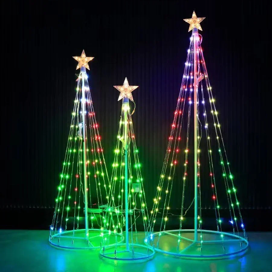 1.5M 2.1M Smart Lighted RGB Christmas Tree Cone Tree with Star Topper Outdoor DIY APP Controlled Lighted Christmas Tree Light